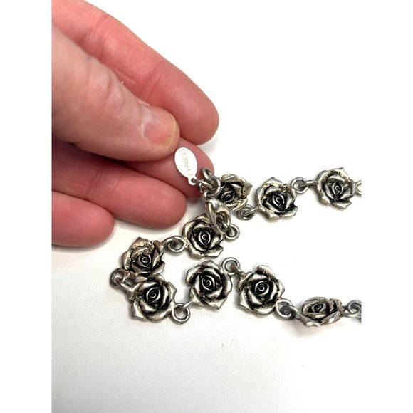 Express Silver Rose Link Necklace Vintage-Inspired Elegant Floral Design For Wom - Picture 6 of 12